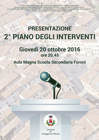 Presentazione del 2° Piano degli Interventi giovedì 20 ottobre 2016